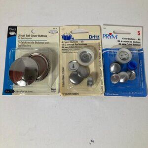 Dritz Prym 3 Cover Button Kits Half Ball‎ 1 7/8", 7/8", 3/4"